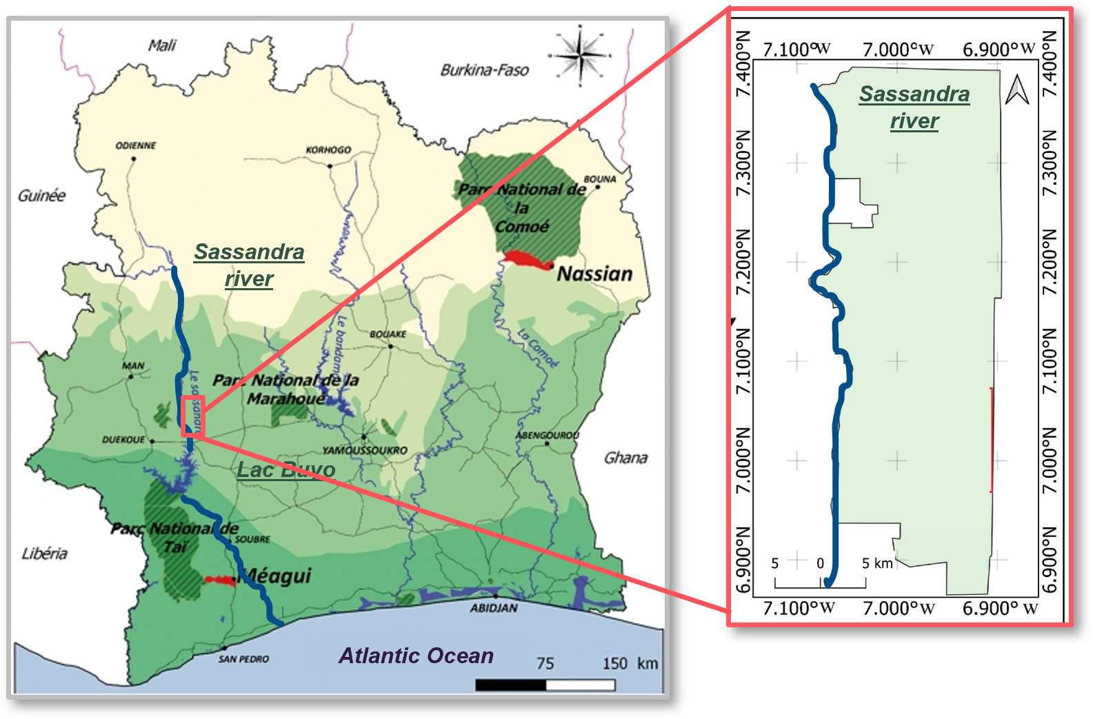 Map showing the Karidja project area in Côte d’Ivoire